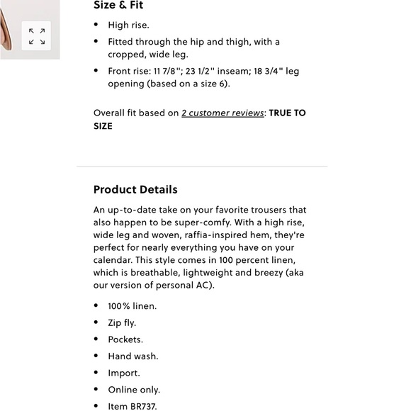 JCREW INGRID FRINGE TRIM PANT IN LINEN SZ 00 NWT - Picture 7 of 7